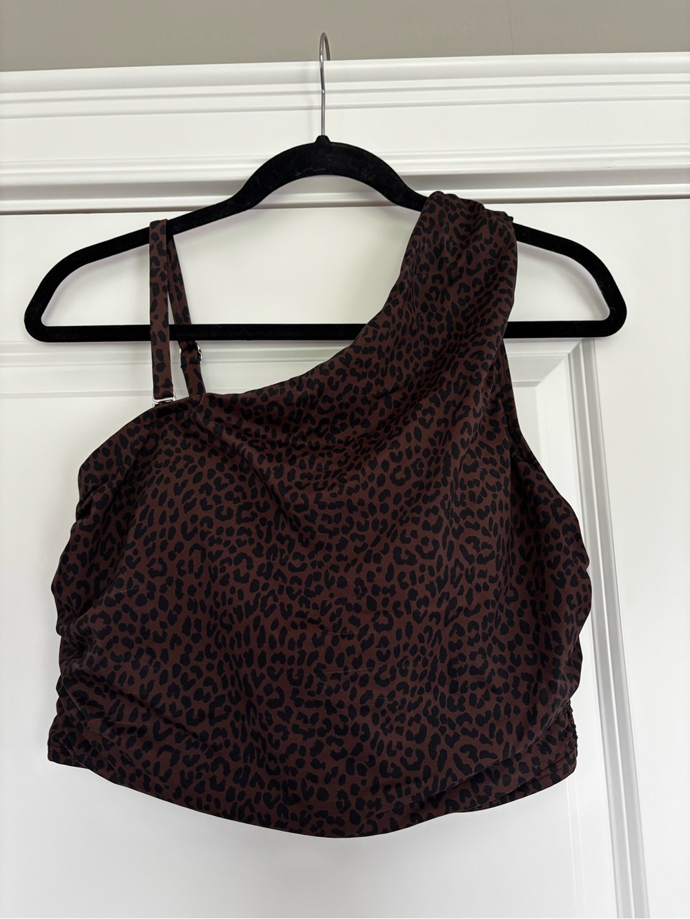 Lands End Ruched One Shoulder Midkini Swimsuit Top